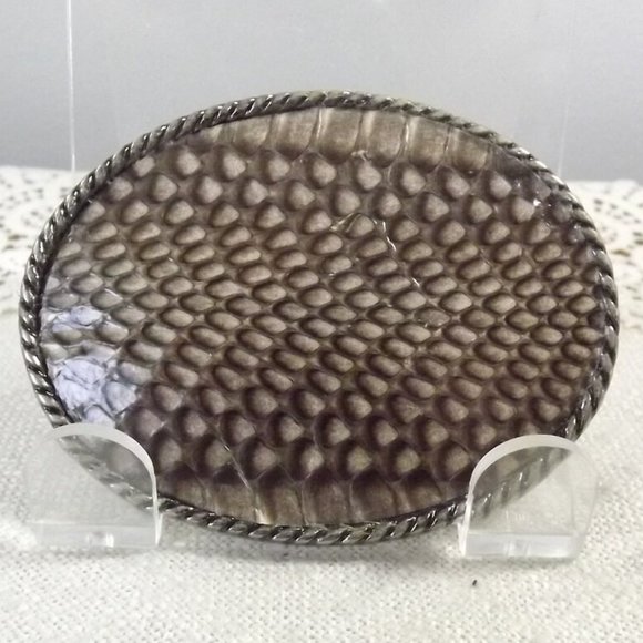 Vintage Karung Snakeskin Artisan Belt Buckle NOS 2 - Picture 1 of 9